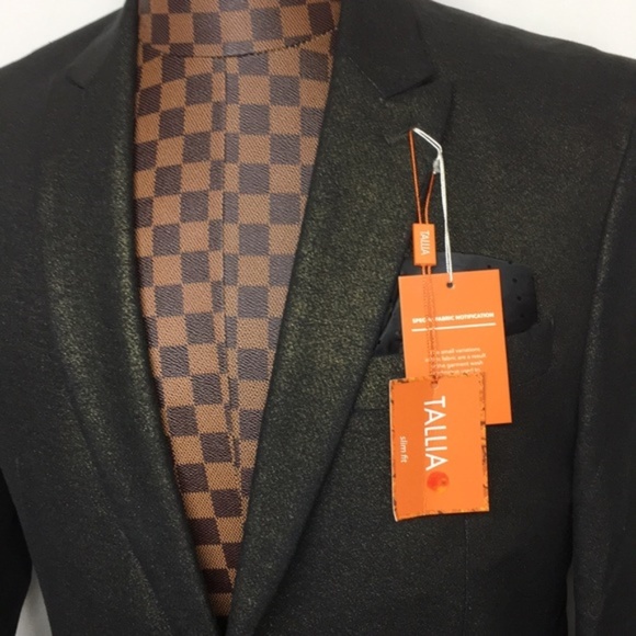 🔥💛⭐️🔥Tallia-Black & Gold 38S Slimfit Blazer - Picture 1 of 9